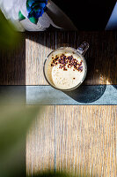 Espresso with cream in a glass cup