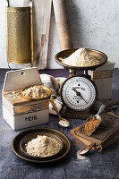 An arrangement of various flours