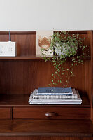 Secretary desk with houseplant