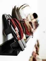 Shelf displaying shoes