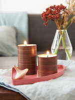 DIY tealight holders made from edging strips