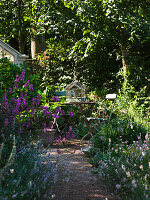 Secluded seating area hidden in garden