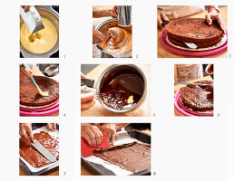 Paris chocolate cake being made