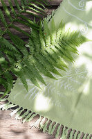 Tablecloth hand-decorated with fern motifs