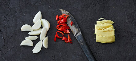 Garlic, chilli and ginger