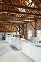 Exhibition space in renovated, red-brick barn