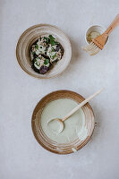 Portobello mushrooms with sheep's cheese cream