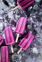 Homemade blackberry yoghurt popsicles