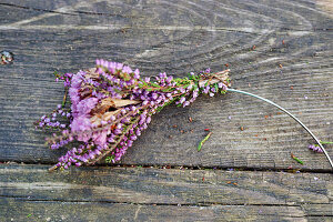 Bouquets of broom heather and sea lavender