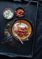 Dutch baby with rhubarb and yoghurt