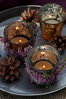 Lanterns with budding heather