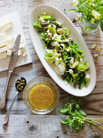 Lauchsalat mit Vinaigrette und Kapern