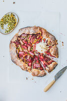 Strawberry rhubarb and pistachio galette