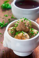 Bread dumplings in a tureen