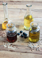 Sunflower oil, olive oil, rapeseed oil and flaxseed oil