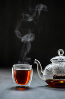 Steaming black tea