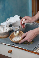 Making a face mask from prepared chalk