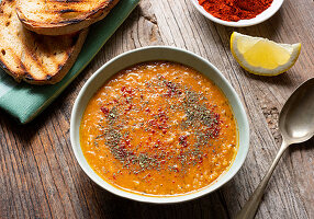 Red lentil soup with spices
