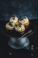 Vanilla cupcakes with blueberries