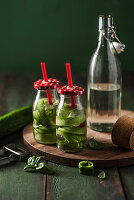 Cucumber and basil infused water