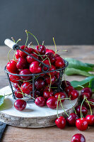 Ripe cherries in a basket