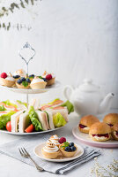 Afternoon tea with hearty sandwiches and sweet tarts