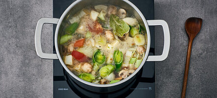 Make your own vegetable broth - bringing the vegetables to the boil