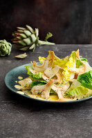 Artichoke salad with Parmesan aioli and cos lettuce