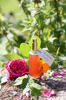 Body vinegar made from flowers and herbs, good for the natural pH value