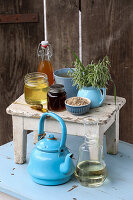 A Variety of Homemade Tea, Tinctures and Vinegars for Medicinal Uses