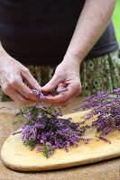 Plucking flower buds from heather