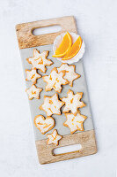 Orange biscuits with sugar icing