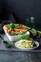 Lasagne with green asparagus