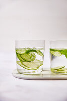 Infused cucumber basil water