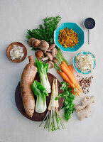 Asian ingredients for vegetable curry
