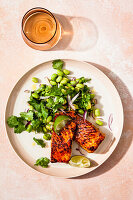 Teriyaki salmon with edamame salad