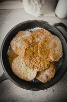 Homemade crackers in a pan