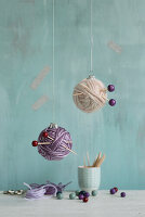 DIY Christmas ornament made from wool balls