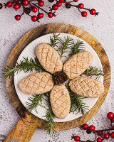 Pine cone shaped cookies for Christmas