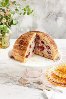 Raspberry Zuccotto with berry stracciatella mascarpone cream