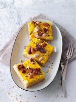 Thanksgiving cake with pears, pumpkin puree and nuts