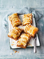 Apple pie with dates from a baking tray
