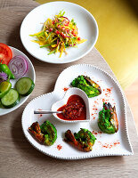 Tandoori prawns with green sauce