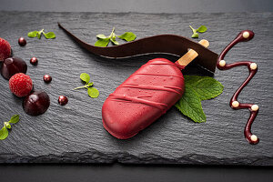 Raspberry ice cream bar