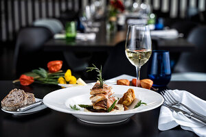 Saltimbocca of chicken on risotto