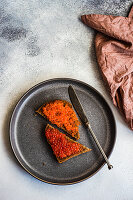 Toast with salmon trout caviar