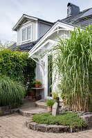 Entrance area of a country house with plants