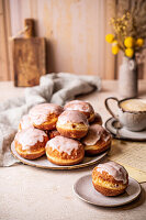 Homemade jelly donuts with icing