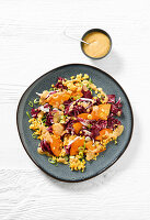Radicchio salad with lentils and apricots