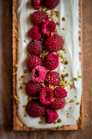 Pistachio raspberry tart